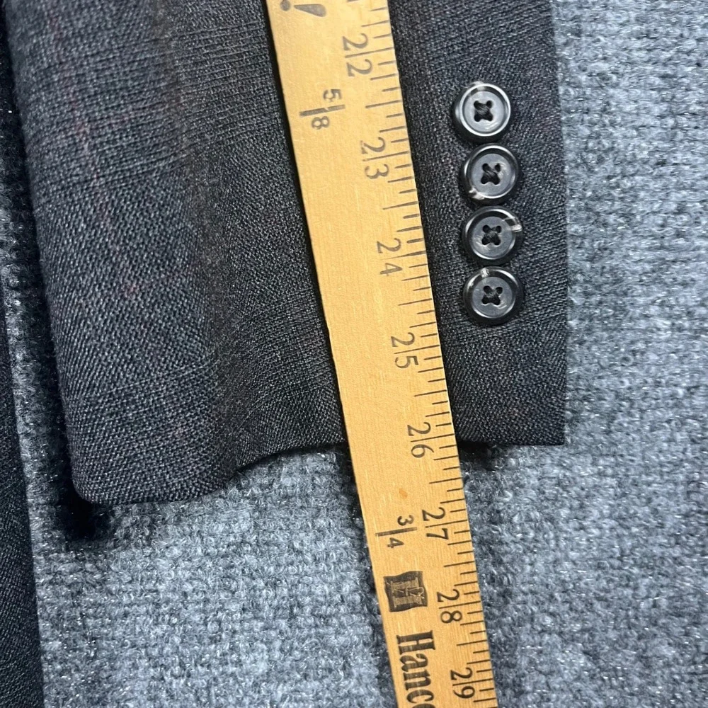 Polo Ralph Lauren Blazer Mens 42L Charcoal Gray‎ Wool Windowpane Sport Coat USA